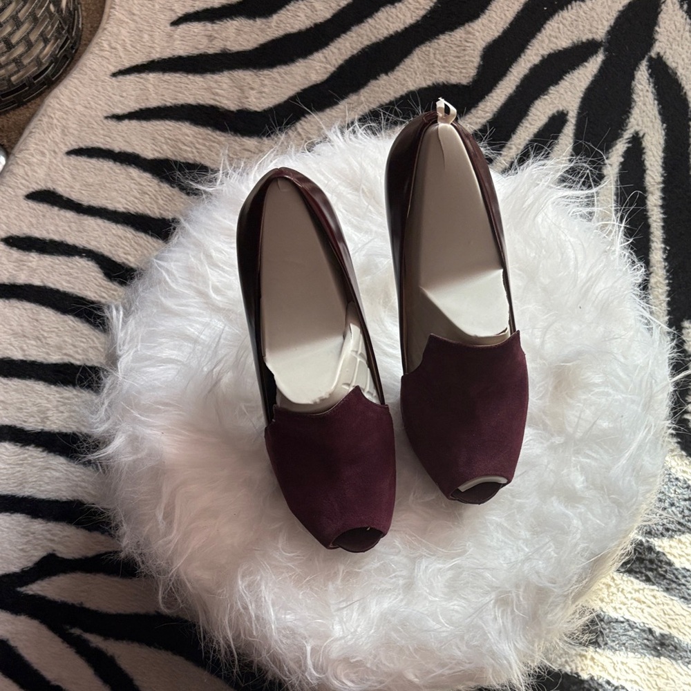 Guess Women's Peep-Toe Wedge Heels in Burgundy